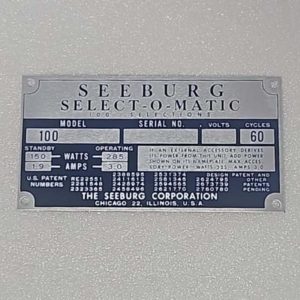 Seeburg 100 ID tag 58-4323