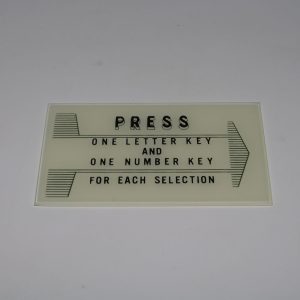 Seeburg L100 101 Left instruction glass 55-2054