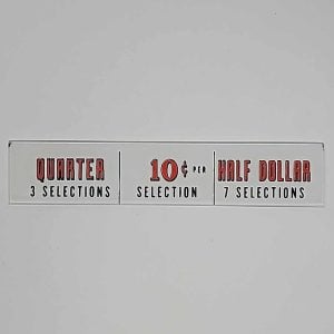 Seeburg Pricing Glass 58-2078