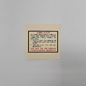 Lubrication decal 09-2563
