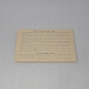 Wurlitzer 71 interior instruction label 22-1802