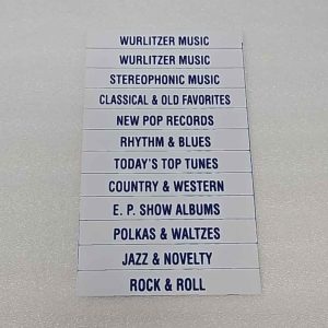 Wurlitzer White Blue classifications 00-6499
