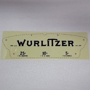 Wurlitzer name plate plastic 18-1749 17-1736