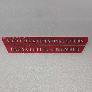 Wurlitzer select printed plastic 02-2401