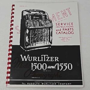 Wurlitzer 1500 1550 service suppliment 23-2817