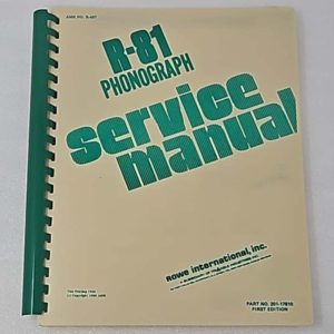 Rowe R81 Service manual 70-3352