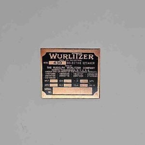 Wurlitzer 430 Speaker ID Tag