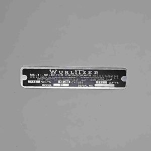 Wurlitzer 61 ID Plate