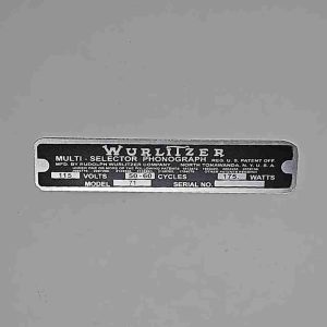 Wurlitzer 71 ID Plate