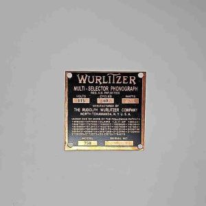 Wurlitzer 750 ID Plate