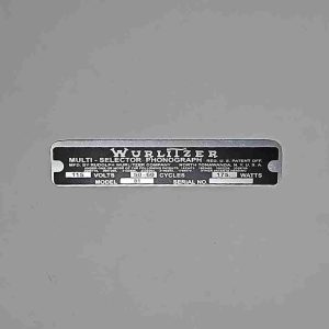 Wurlitzer 81 ID Plate